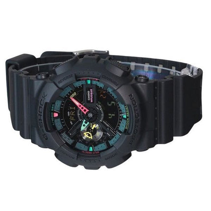 Casio G-Shock analogique numérique multi-fluorescent Accents série bracelet en résine cadran noir Quartz GA-110MF-1A 200M montre