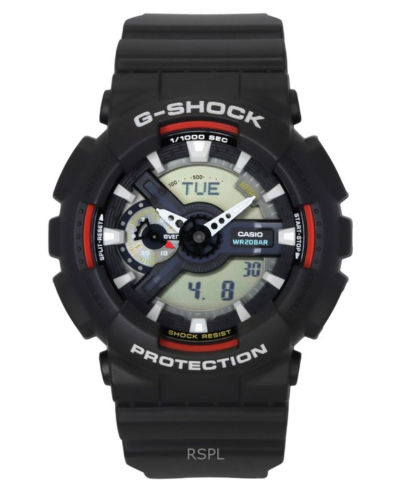 Montre Casio G-Shock analogique numérique en résine biosourcée, cadran noir, quartz, GA-110RL-1A, 200 m