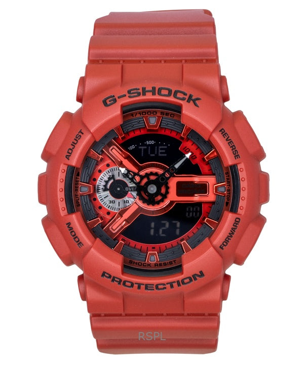 Montre homme Casio G-Shock Digital rouge avec bracelet en résine biosourcée, mouvement à quartz GA-110RRB-4A, étanche à 200 m