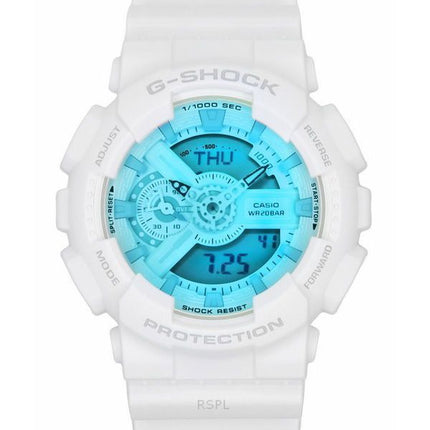 Montre pour homme Casio G-Shock analogique numérique bracelet en résine blanche cadran multicolore Quartz GA-110TL-7A 200M