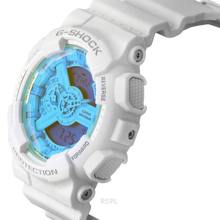 Montre pour homme Casio G-Shock analogique numérique bracelet en résine blanche cadran multicolore Quartz GA-110TL-7A 200M