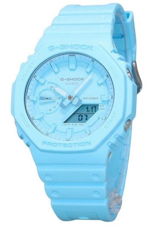 Montre pour homme Casio G-Shock analogique numérique à base de résine biologique, cadran bleu, quartz GA-2100-2A2 200M