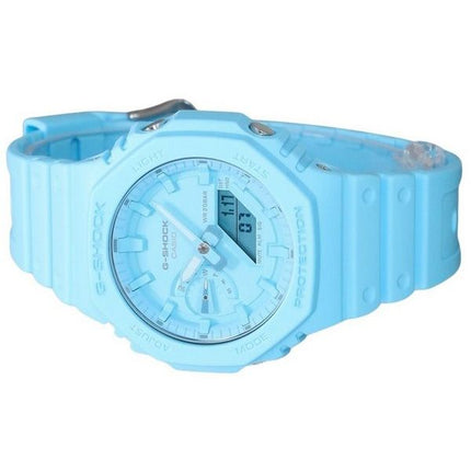 Montre pour homme Casio G-Shock analogique numérique à base de résine biologique, cadran bleu, quartz GA-2100-2A2 200M