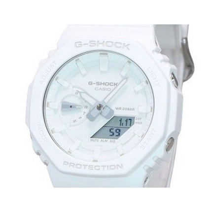 Montre pour homme Casio G-Shock ton sur ton analogique numérique bracelet en résine cadran blanc Quartz GA-2100-7A7