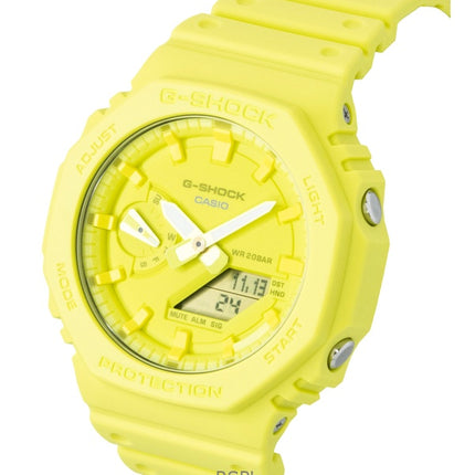 Montre homme Casio G-Shock GA-2100-9A9, analogique-numérique, bracelet en résine biosourcée, cadran vert, mouvement à quartz, étanche à 200 m.