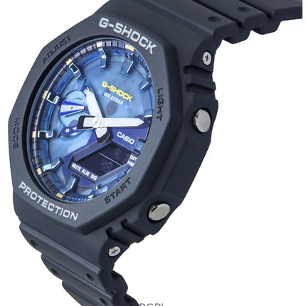 Montre homme Casio G-Shock GA-2100AS-2A, analogique, numérique, bracelet en résine biosourcée, cadran bleu, quartz, 200 m