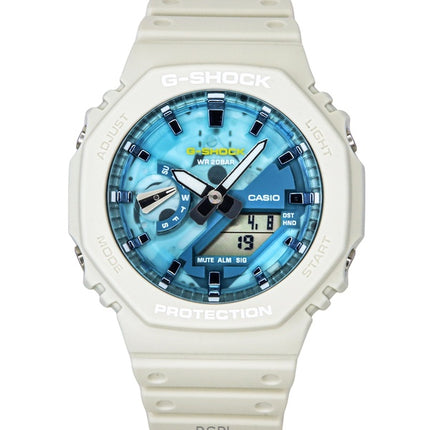 Montre homme Casio G-Shock GA-2100AS-5A, analogique, numérique, bracelet en résine biosourcée, cadran bleu, quartz, 200 m
