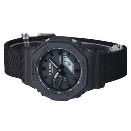 Montre pour homme Casio G-Shock analogique numérique avec bracelet en tissu écologique et cadran noir à quartz GA-2100BCE-1A 200