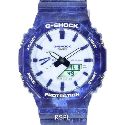 Casio G-Shock Porcelaine Analogique Numérique Cadran Blanc Quartz GA-2100BWP-2A GA2100BWP-2 200M Montre Homme