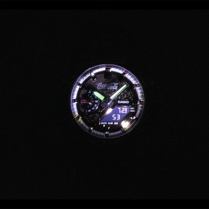 Montre homme Casio G-Shock Coca-Cola Collaboration, analogique-numérique, bracelet en résine biosourcée, cadran marron, mouvement à quartz GA-2100CC-3A, étanche à 200 m