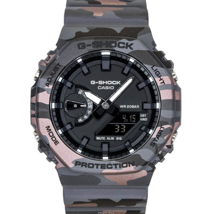 Casio G-Shock Analog Digital Camouflage Bio-based Resin Strap Black Dial Quartz GA-2100CM-8A 200M Men's Watch