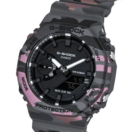 Casio G-Shock Analog Digital Camouflage Bio-based Resin Strap Black Dial Quartz GA-2100CM-8A 200M Men's Watch
