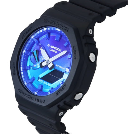 Montre Casio G-Shock analogique numérique à quartz pour homme, bracelet en résine biosourcée, cadran bleu, GA-2100FL-1A, 200 m
