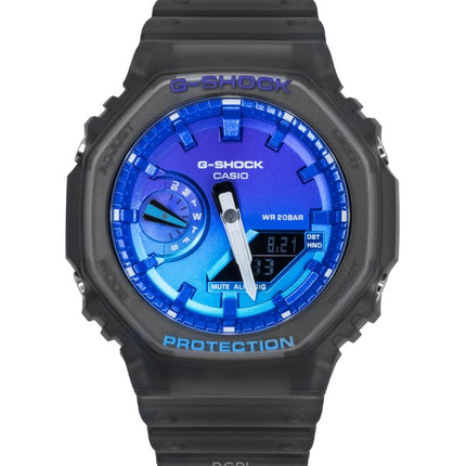 Montre Casio G-Shock analogique numérique à quartz pour homme, bracelet en résine, cadran bleu, GA-2100FLS-8A2, 200 m