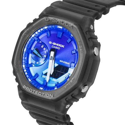 Montre Casio G-Shock analogique numérique à quartz pour homme, bracelet en résine, cadran bleu, GA-2100FLS-8A2, 200 m