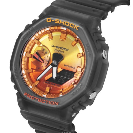 Montre Casio G-Shock analogique numérique à quartz pour homme, bracelet en résine, cadran orange, GA-2100FLS-8A4, 200 m