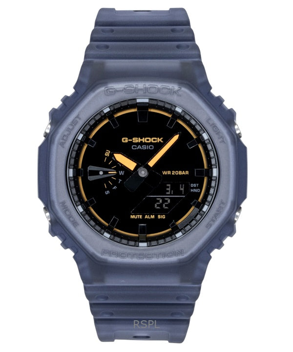 Montre homme Casio G-Shock GA-2100K-2A, analogique-numérique, bracelet en résine, cadran noir, mouvement à quartz, étanche à 200 m.