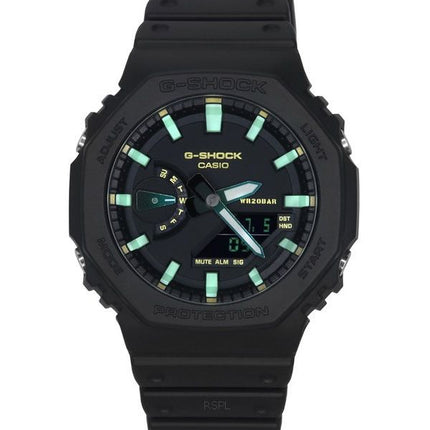 Montre pour homme Casio G-Shock analogique numérique bracelet en résine cadran noir Quartz GA-2100RC-1A 200M