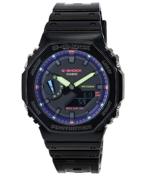 Casio G-Shock Virtual Rainbow Analog Digital Quartz GA-2100RGB-1A GA2100RGB-1 200M Montre Homme