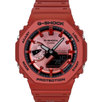 Montre homme Casio G-Shock GA-2100RRB-4A, analogique-numérique, bracelet en résine biosourcée rouge, mouvement à quartz, étanche à 200 m.