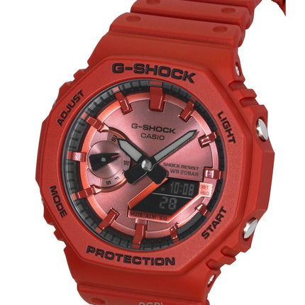 Montre homme Casio G-Shock GA-2100RRB-4A, analogique-numérique, bracelet en résine biosourcée rouge, mouvement à quartz, étanche à 200 m.