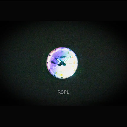 Montre homme Casio G-Shock GA-2100SRS-7A, analogique-numérique, bracelet en résine transparente, cadran multicolore, mouvement à quartz, étanche à 200 m. Bracelet en résine transparente.