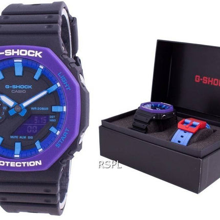 Montre pour homme Casio G-Shock World Time GA-2100THS-1A GA2100THS-1A avec coffret cadeau 200M