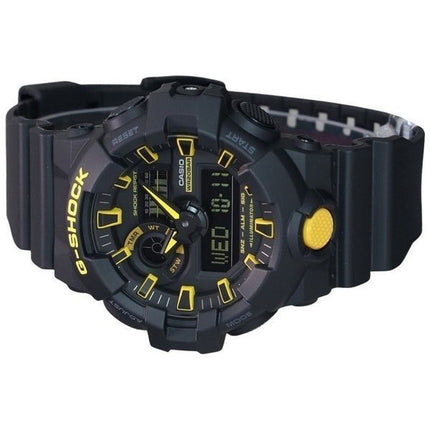Montre pour homme Casio G-Shock Attention jaune analogique numérique bracelet en résine cadran noir Quartz GA-700CY-1A 200M