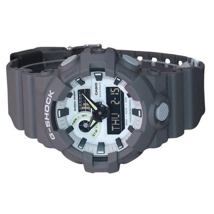 Montre pour homme Casio G-Shock Hidden Glow Series Bracelet en résine numérique analogique Cadran gris Quartz GA-700HD-8A 200M