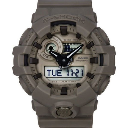 Montre pour homme Casio G-Shock Natural Color Series Bracelet en résine numérique analogique Cadran gris Quartz GA-700NC-5A 200M