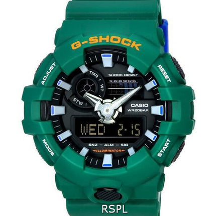 Montre pour homme Casio G-Shock couleurs vives populaires vert analogique numérique Quartz GA-700SC-3A GA700SC-3 200M