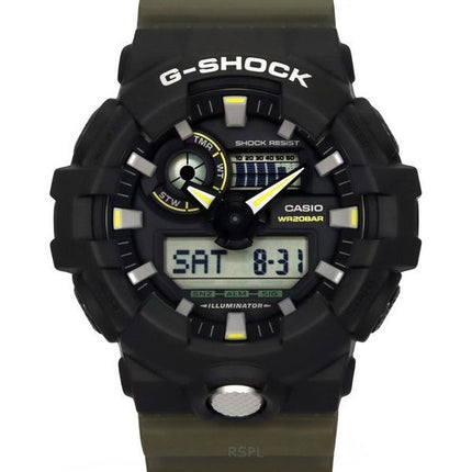 Montre analogique numérique Casio G-Shock à quartz avec bracelet en résine et cadran noir GA-710TU-1A3 200M pour homme