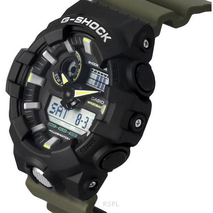 Montre analogique numérique Casio G-Shock à quartz avec bracelet en résine et cadran noir GA-710TU-1A3 200M pour homme