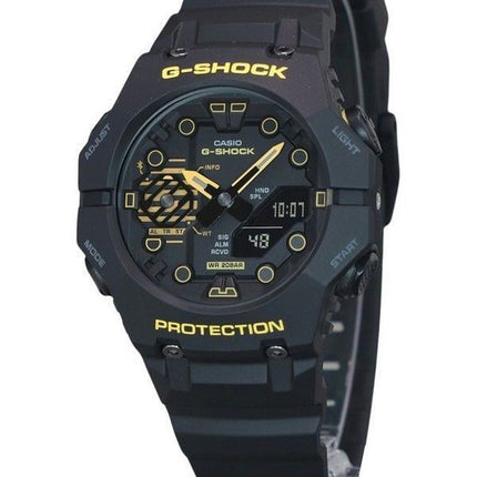 Casio G-Shock Attention Jaune Mobile Link Analogique Numérique Bracelet en Résine Cadran Noir Quartz GA-B001CY-1A 200M Montre Po