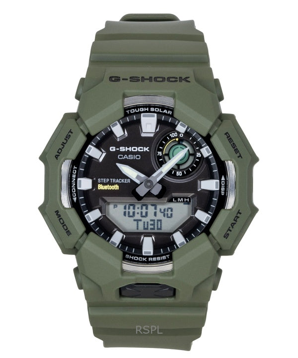 Montre homme Casio G-Shock analogique-numérique avec connexion smartphone, boîtier en résine biosourcée, cadran noir, solaire GA-B010-3A, étanche à 200 m