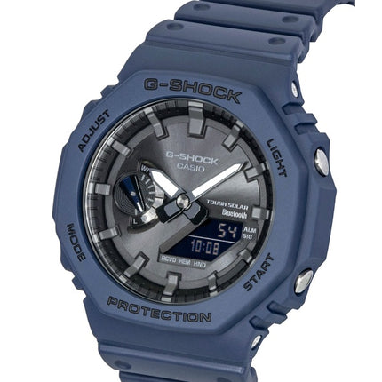 Montre homme Casio G-Shock GA-B2100-2A, analogique-numérique, bracelet en résine, cadran bleu, solaire, étanche à 200 m, avec fonction Smartphone Link.