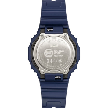 Montre homme Casio G-Shock GA-B2100-2A, analogique-numérique, bracelet en résine, cadran bleu, solaire, étanche à 200 m, avec fonction Smartphone Link.