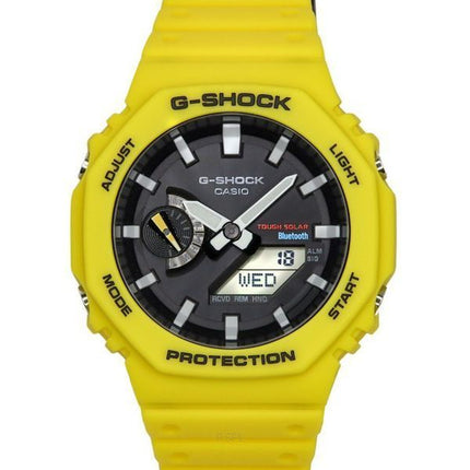 Montre pour homme Casio G-Shock Mobile Link analogique numérique bracelet en résine jaune cadran noir solaire GA-B2100C-9A 200M