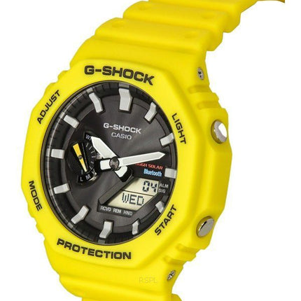 Montre pour homme Casio G-Shock Mobile Link analogique numérique bracelet en résine jaune cadran noir solaire GA-B2100C-9A 200M