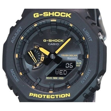 Casio G-Shock Attention Jaune Mobile Link Analogique Numérique Bracelet en Résine Cadran Noir Solaire GA-B2100CY-1A 200M Montre