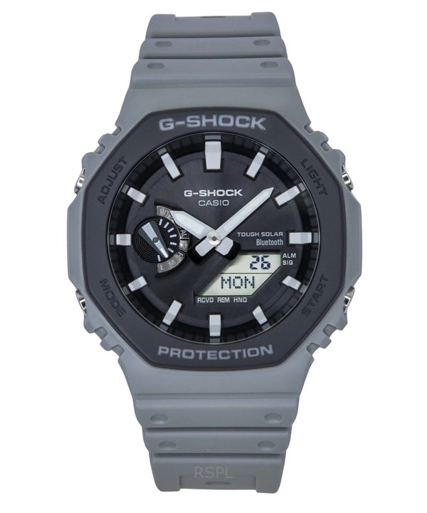 Montre homme Casio G-Shock GA-B2100LUU-8A, analogique, numérique, bracelet en résine biosourcée, cadran gris, bracelet solaire robuste, autonomie 200 m