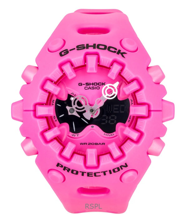 Montre homme Casio G-Shock analogique-numérique, bracelet en résine rose, cadran rose, mouvement à quartz GA-V01-4A, étanche à 200 m