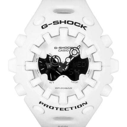 Montre homme Casio G-Shock analogique-numérique, bracelet en résine blanche, cadran blanc, mouvement à quartz GA-V01-7A, étanche à 200 m