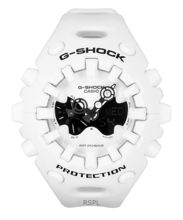 Montre homme Casio G-Shock analogique-numérique, bracelet en résine blanche, cadran blanc, mouvement à quartz GA-V01-7A, étanche à 200 m