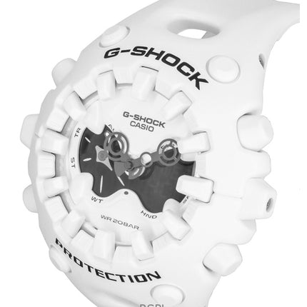 Montre homme Casio G-Shock analogique-numérique, bracelet en résine blanche, cadran blanc, mouvement à quartz GA-V01-7A, étanche à 200 m