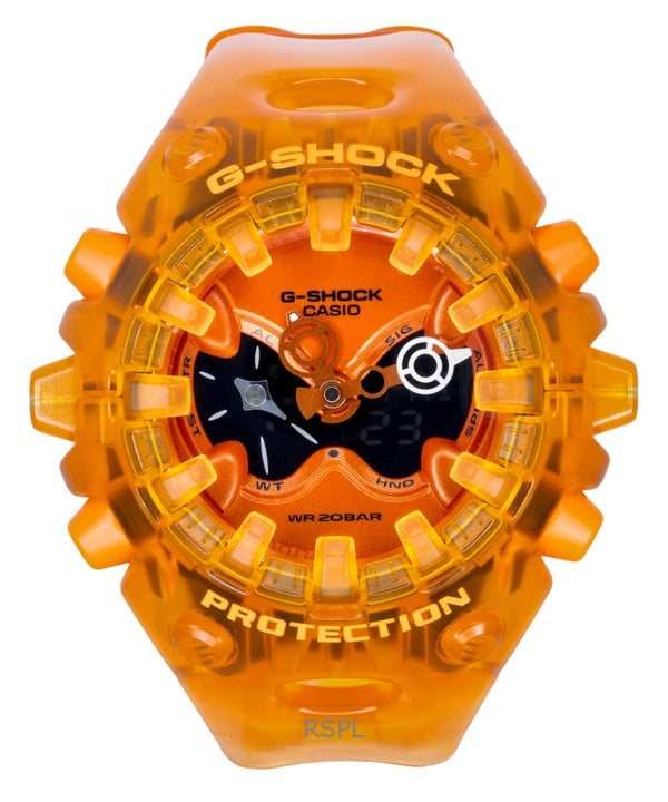 Montre homme Casio G-Shock GA-V01SKE-4A, bracelet en résine, affichage analogique et numérique, cadran orange, mouvement à quartz, étanche à 200 m.