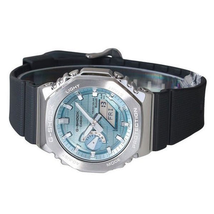 Montre Casio G-Shock G-Steel pour homme avec bracelet en cuir et cadran bleu glacier Tough Solar GBM-2100A-1A2 200 m