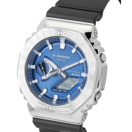 Montre homme Casio G-Shock G-Steel avec bracelet en résine biosourcée, affichage analogique et numérique, cadran bleu, solaire GBM-2100A-2B, étanche à 200 m, connexion smartphone