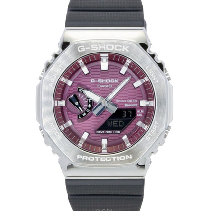 Montre homme Casio G-Shock G-Steel avec bracelet en résine biosourcée, affichage analogique et numérique, cadran rose, solaire GBM-2100A-4B, étanche à 200 m, connexion smartphone