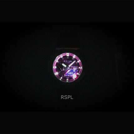 Montre homme Casio G-Shock G-Steel avec bracelet en résine biosourcée, affichage analogique et numérique, cadran rose, solaire GBM-2100A-4B, étanche à 200 m, connexion smartphone